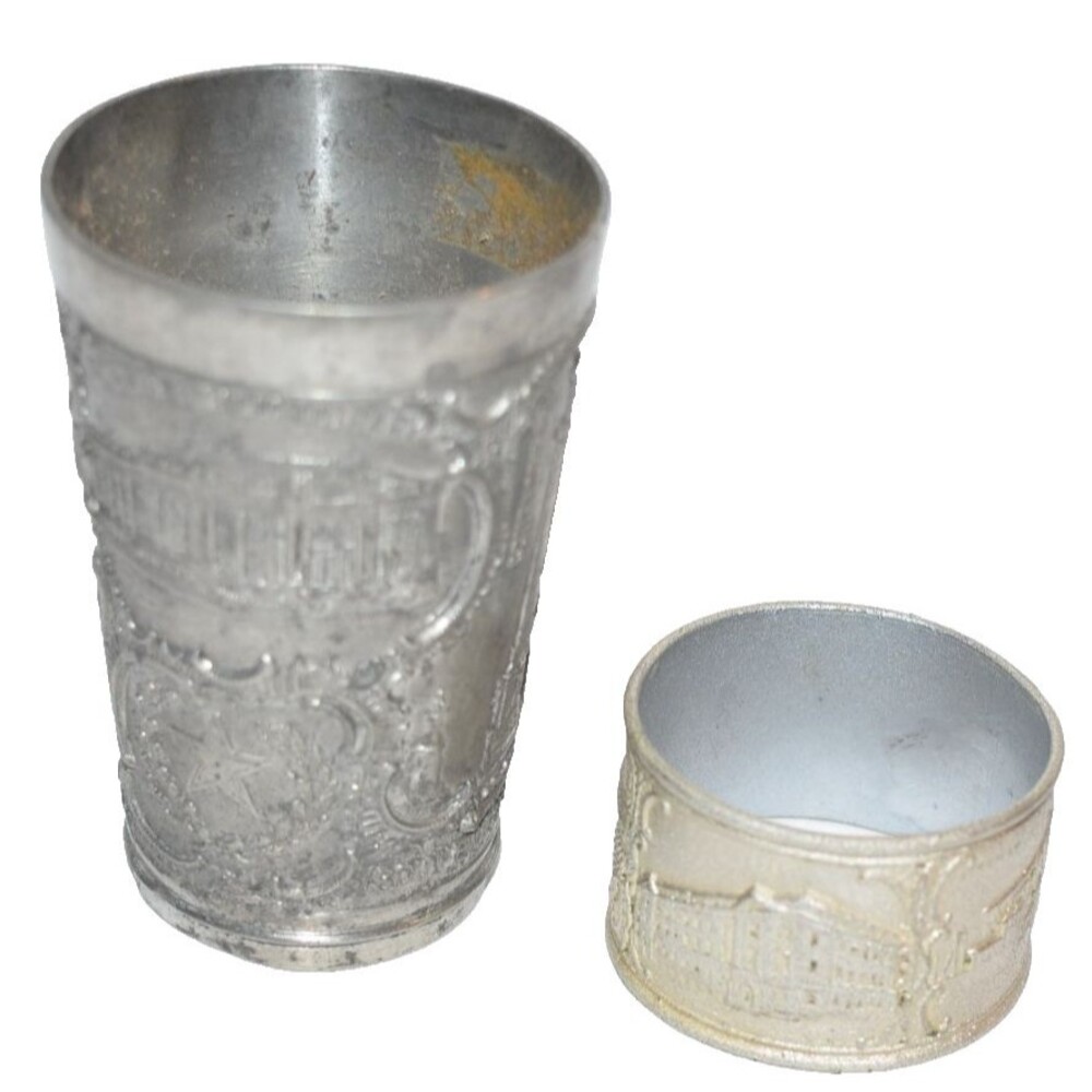 Souvenir of Dallas Texas Pewter Cup Lone Star State JOS. LINZ & BROS Napkin ring